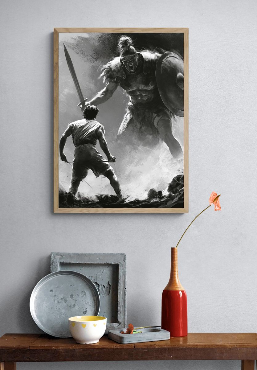 Spartan Duel Black-White Print. — room view 3