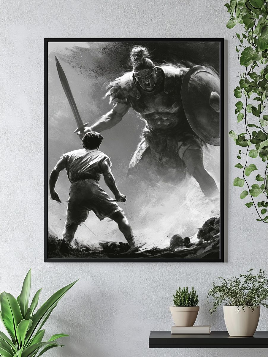 Spartan Duel Black-White Print. — room view 4