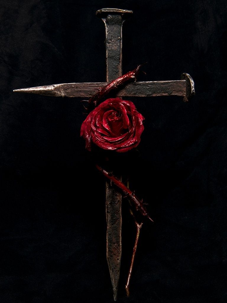 Rose Cross Dark Fine-Art Print. poster — fine-art art