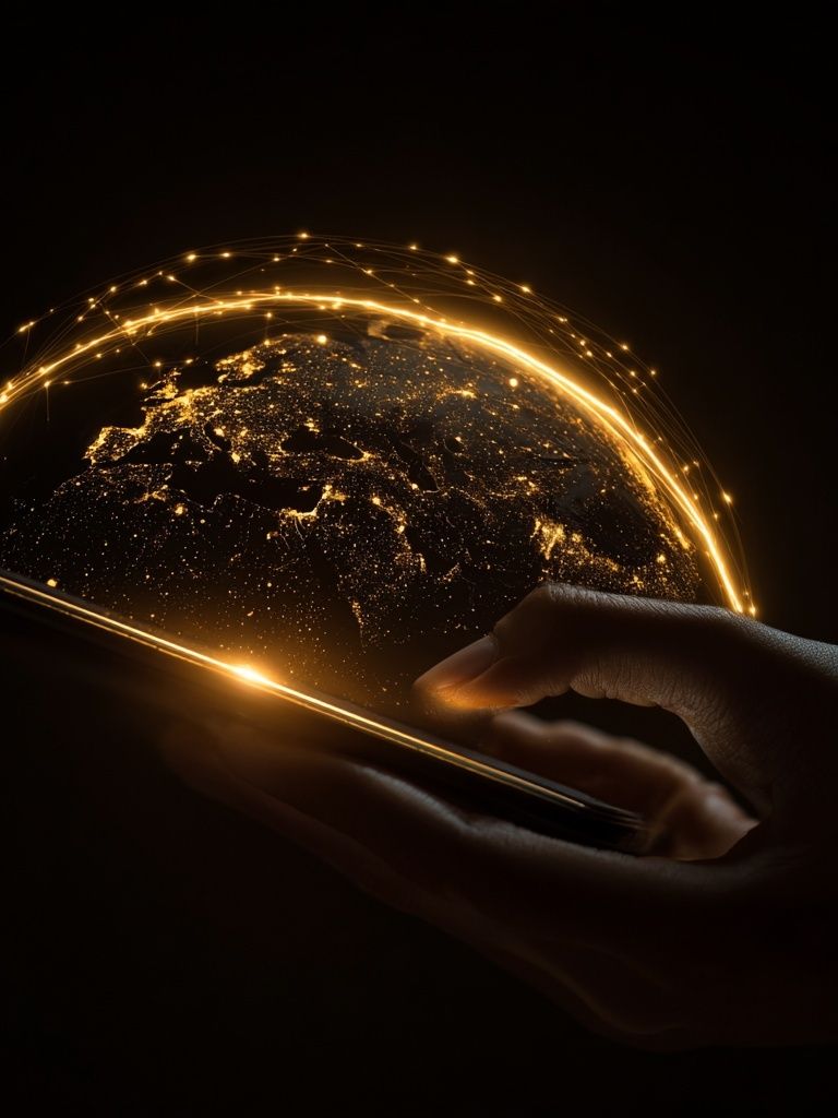 Glowing Digital Earth Poster. poster detail