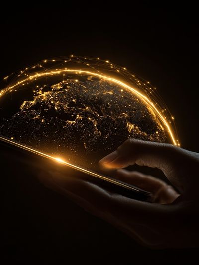Glowing Digital Earth Poster. poster print