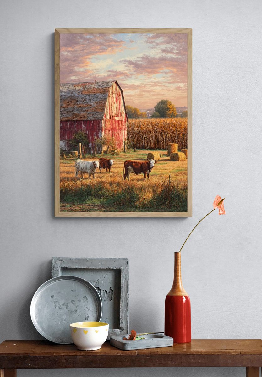 Autumn Farmstead Landscape Print. — room view 3