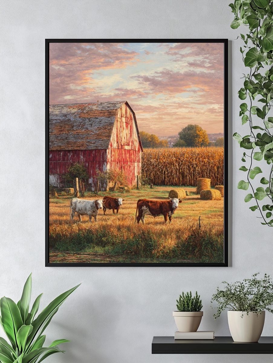 Autumn Farmstead Landscape Print. — room view 4