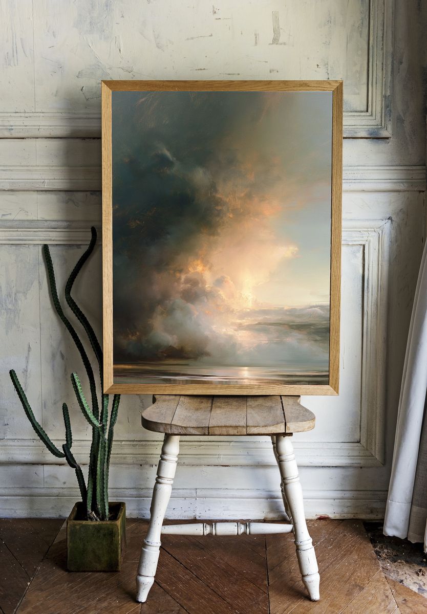 Storm Light Seascape Print. — room view 1