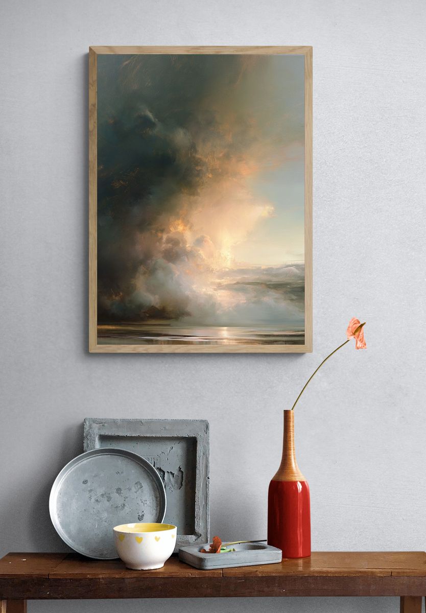 Storm Light Seascape Print. — room view 3