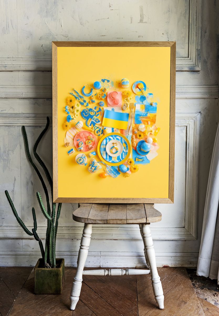 Blue and Yellow Still Life Poster. — room view 1