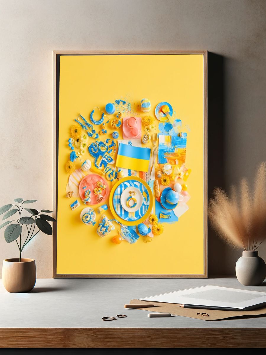 Blue and Yellow Still Life Poster. — room view 2