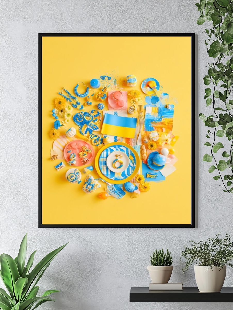 Blue and Yellow Still Life Poster. — room view 4