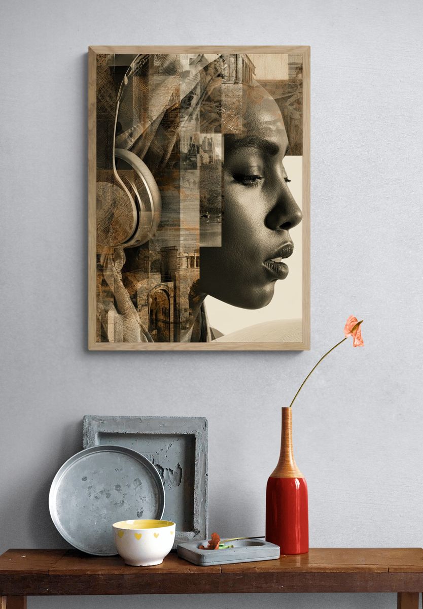 Surreal Portrait Collage Print. — room view 3