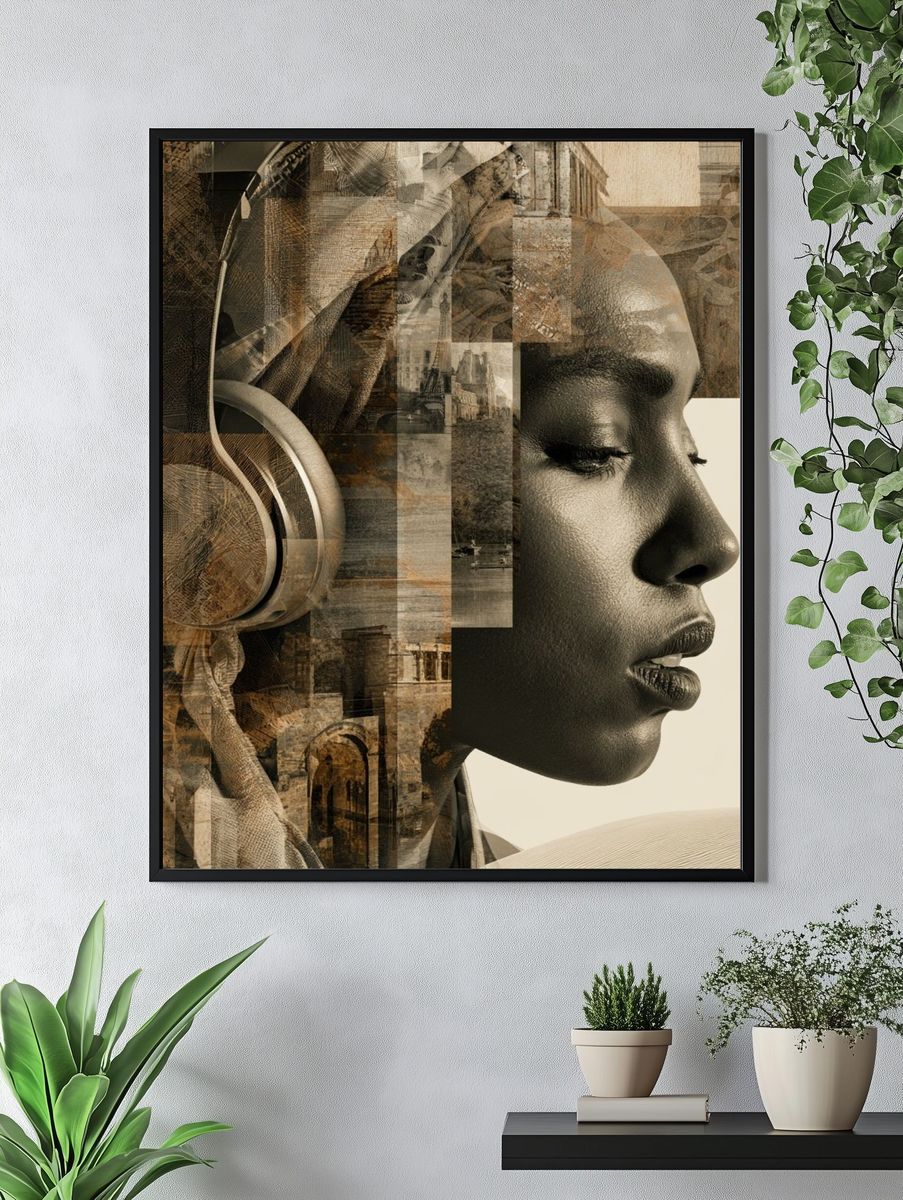 Surreal Portrait Collage Print. — room view 4