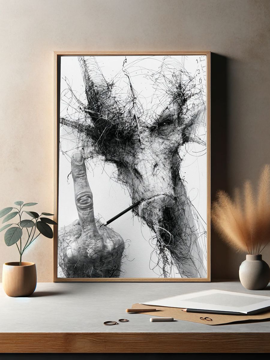 Abstract Face Sketch Poster. — room view 2