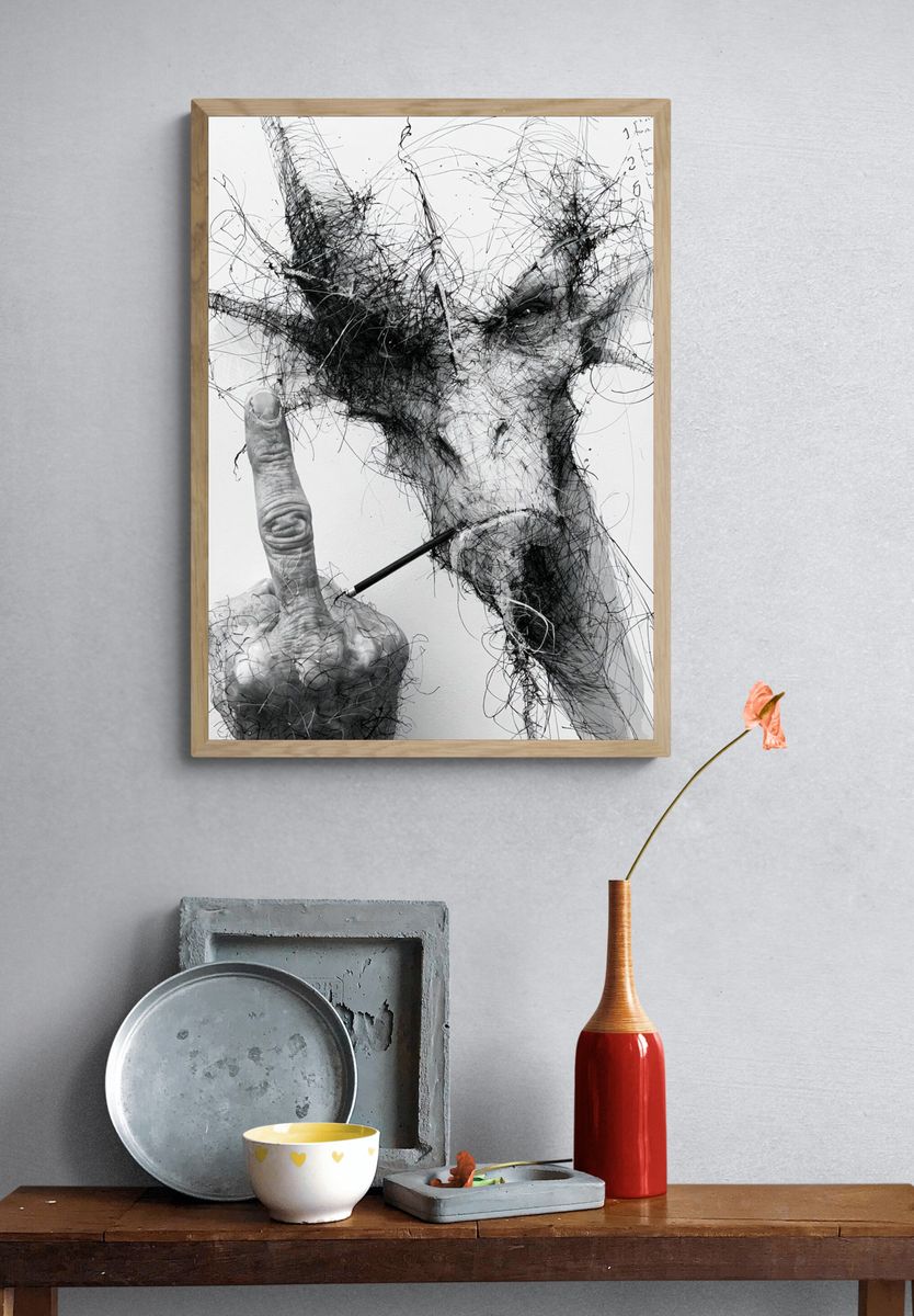 Abstract Face Sketch Poster. — room view 3
