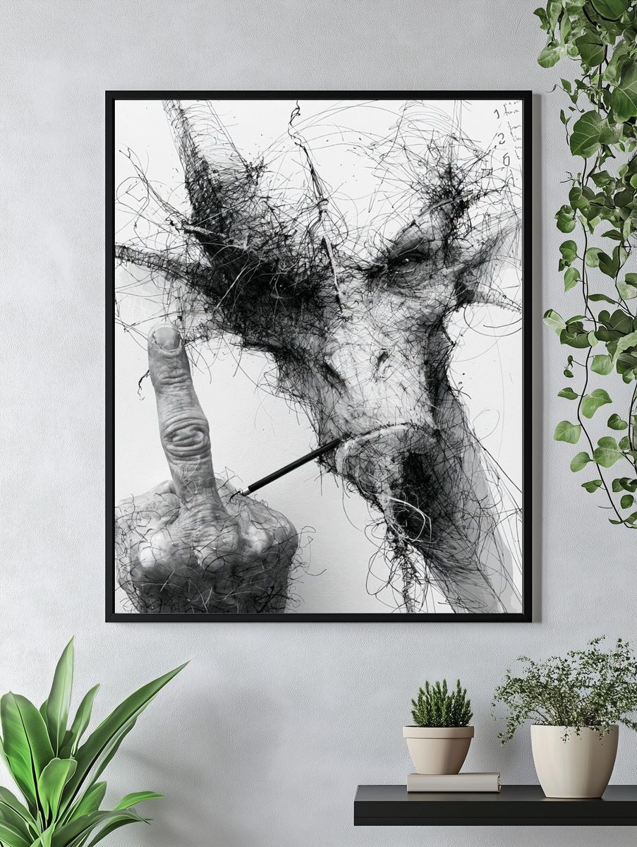 Abstract Face Sketch Poster. — room view 4