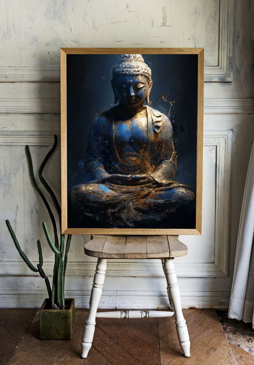 Meditating Buddha Contemporary Print. room preview