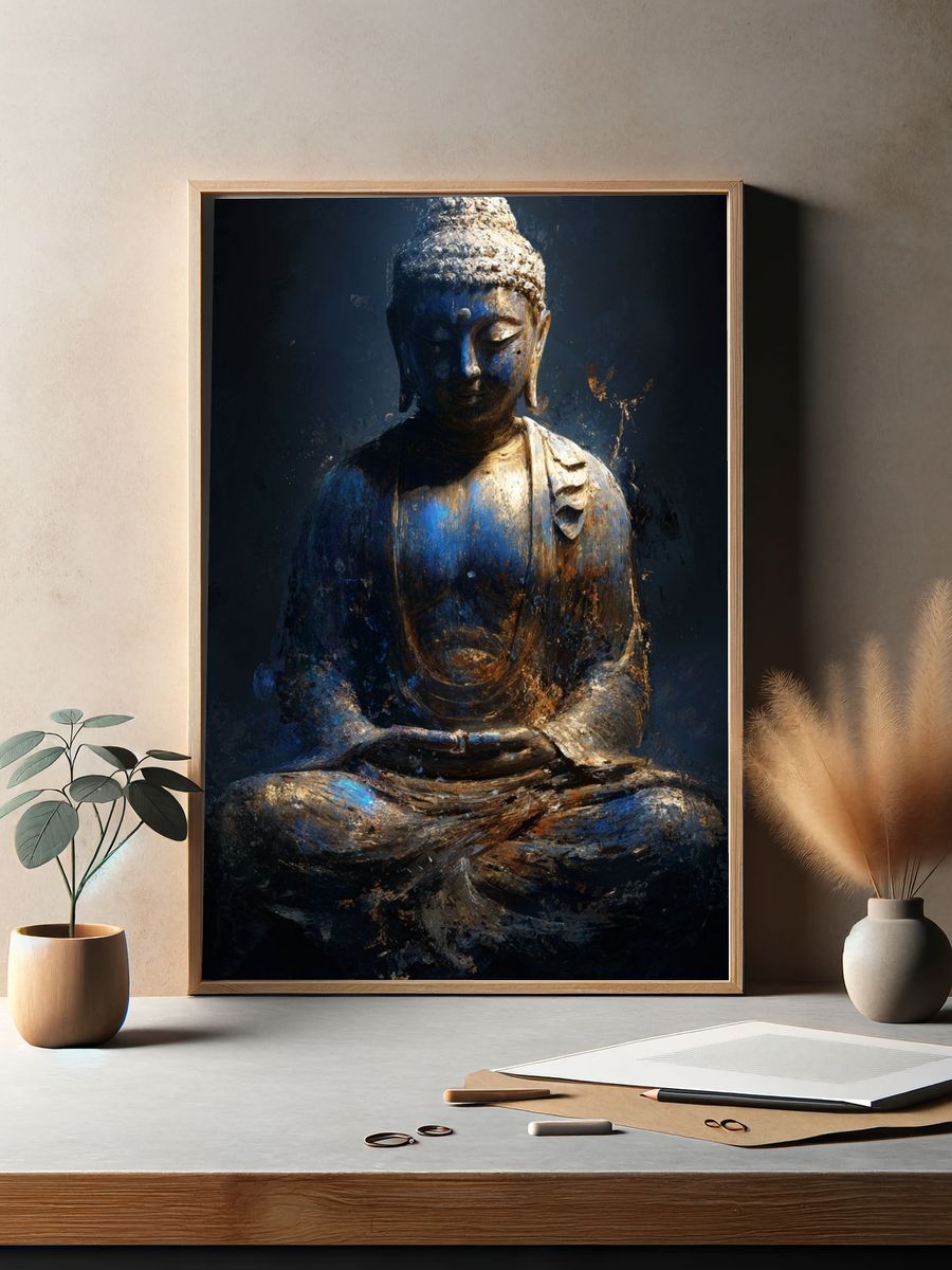Meditating Buddha Contemporary Print. — room view 2