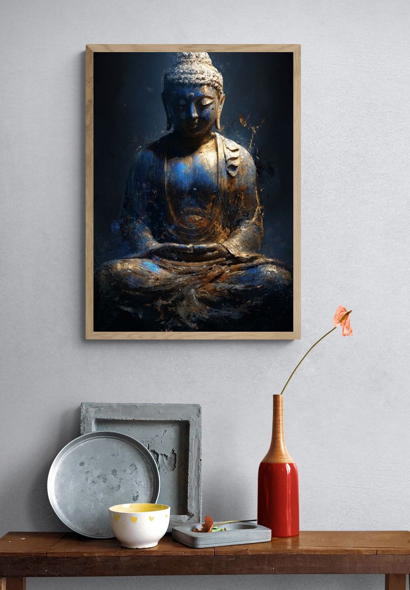 Meditating Buddha Contemporary Print. — room view 3