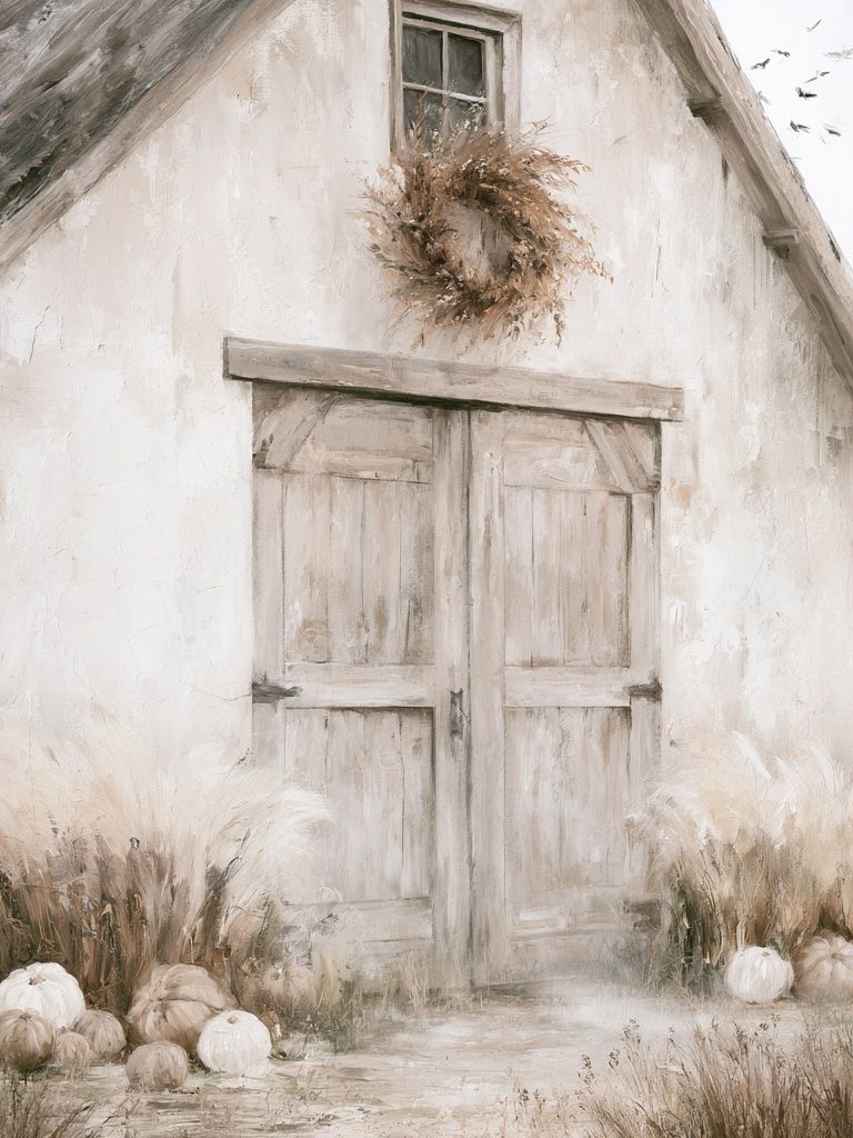 Rustic Farmhouse Autumn Door Print. poster detail