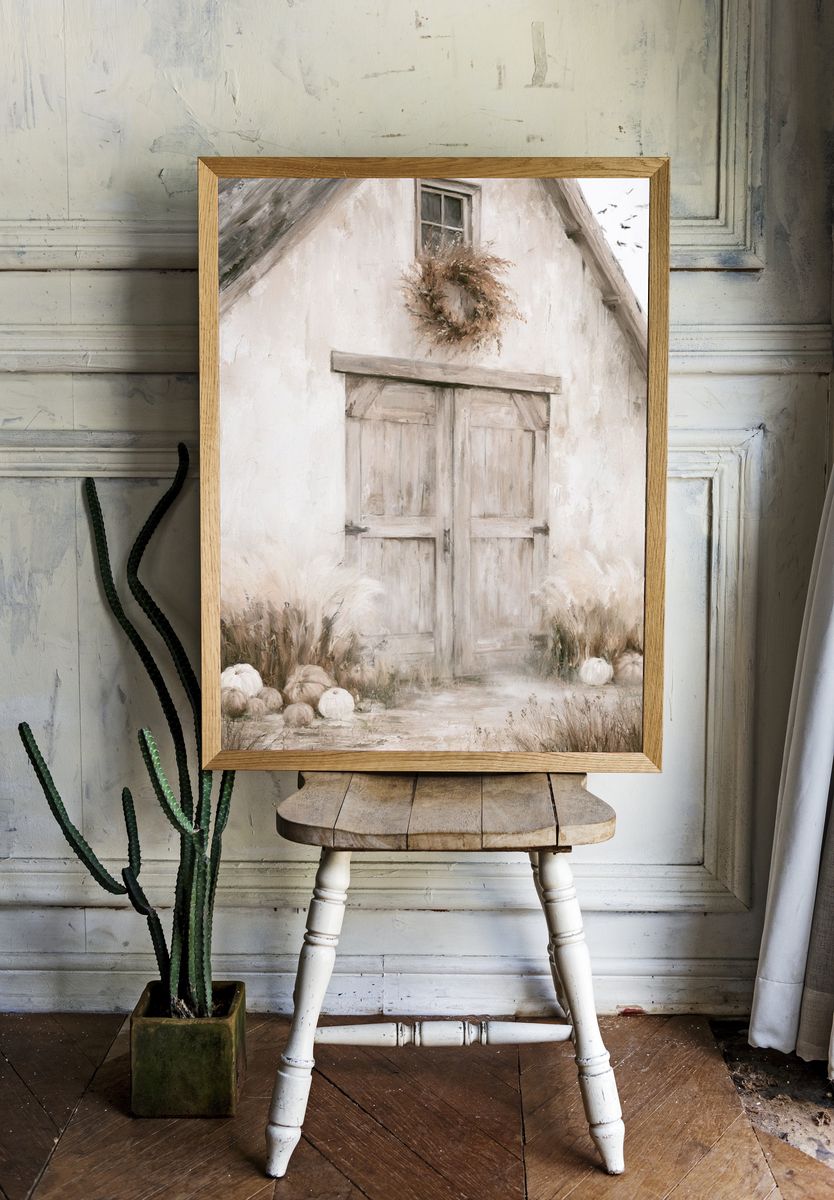 Rustic Farmhouse Autumn Door Print. room preview