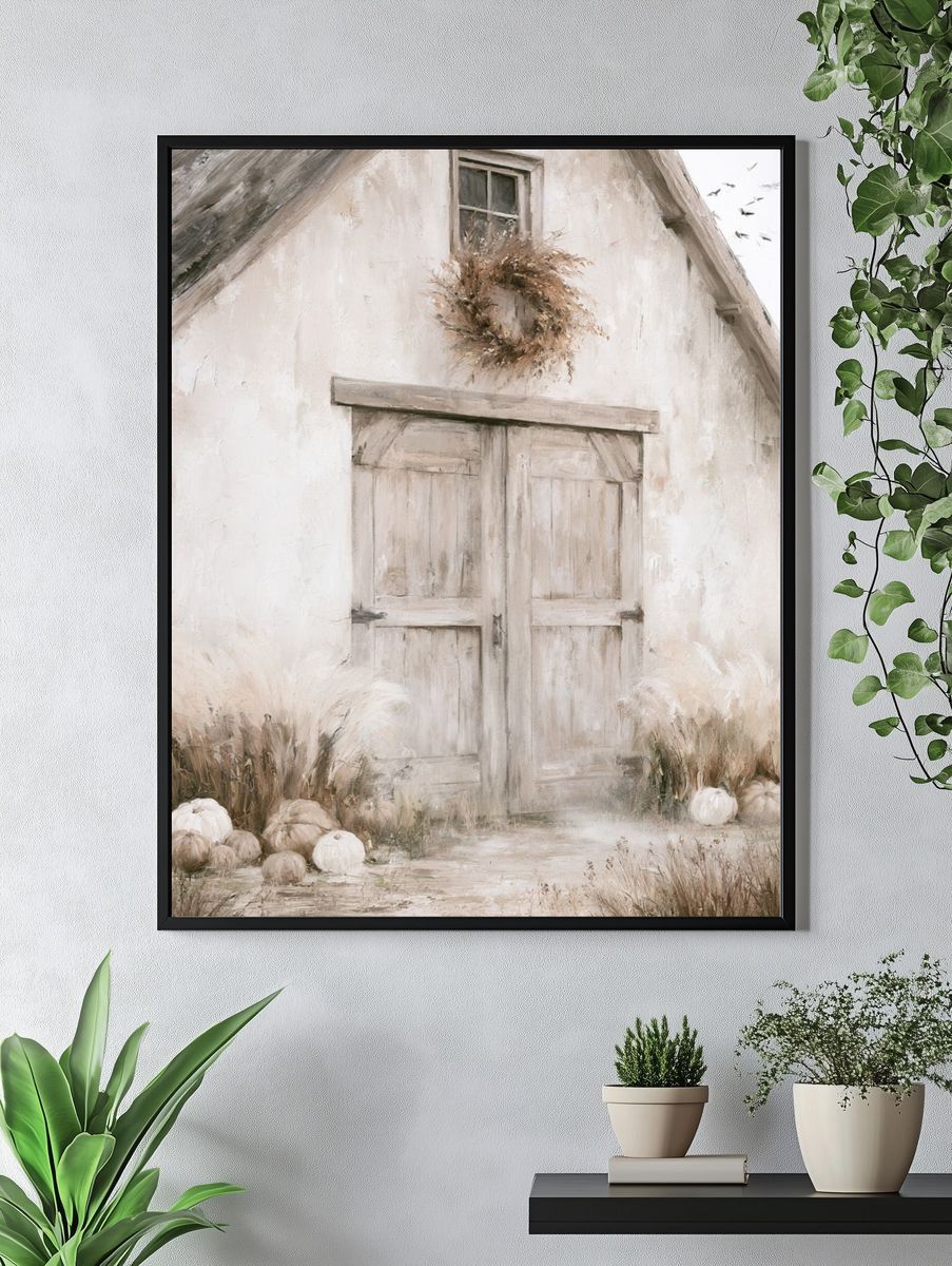 Rustic Farmhouse Autumn Door Print. — room view 4