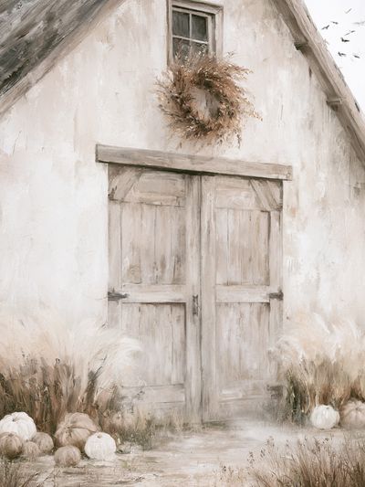 Rustic Farmhouse Autumn Door Print. poster