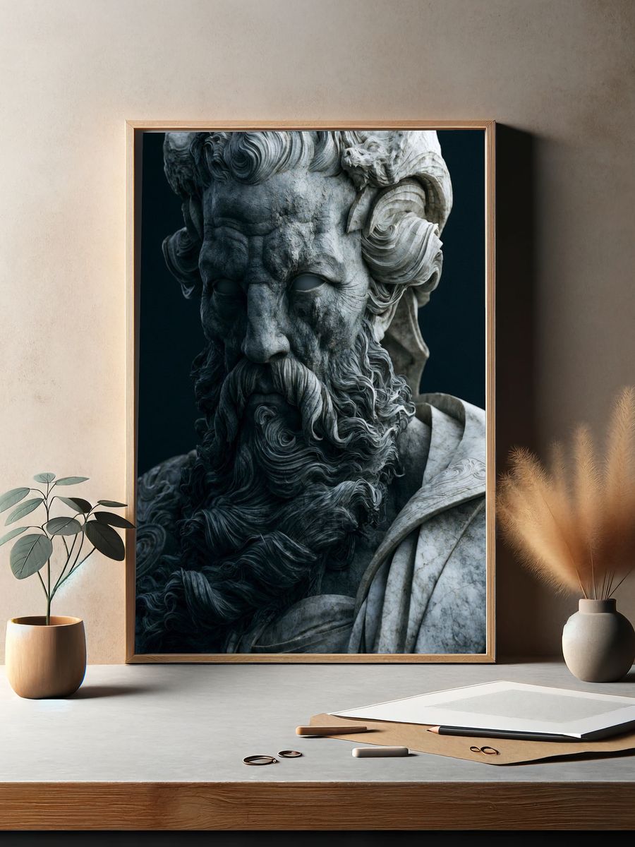 Marble Greek Statue Portrait Print. — room view 2