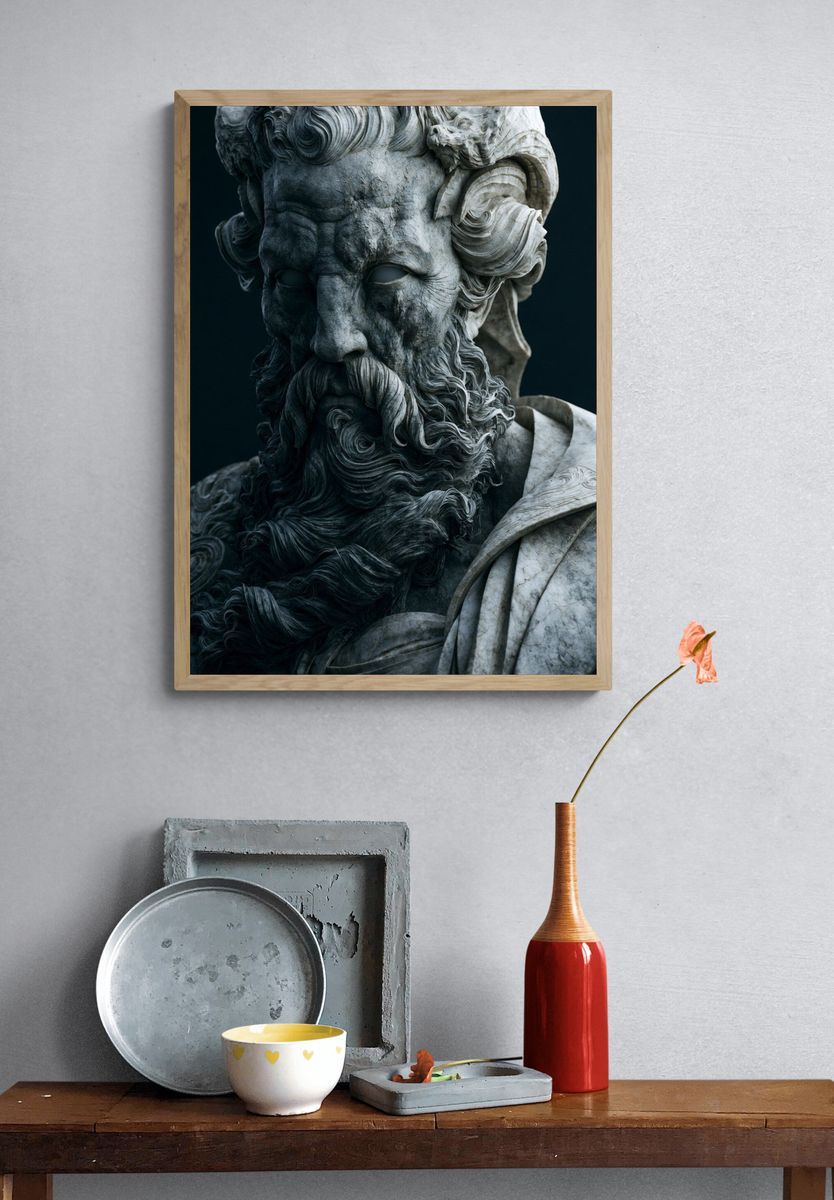 Marble Greek Statue Portrait Print. — room view 3