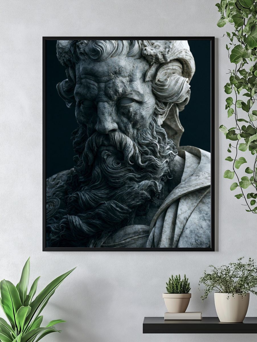 Marble Greek Statue Portrait Print. — room view 4