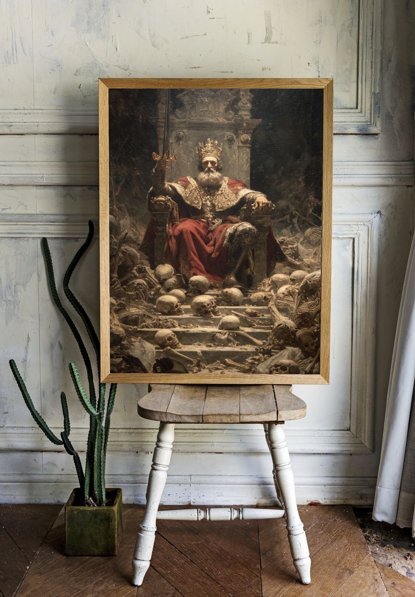 Skeleton Throne Dark Fantasy Print. room preview