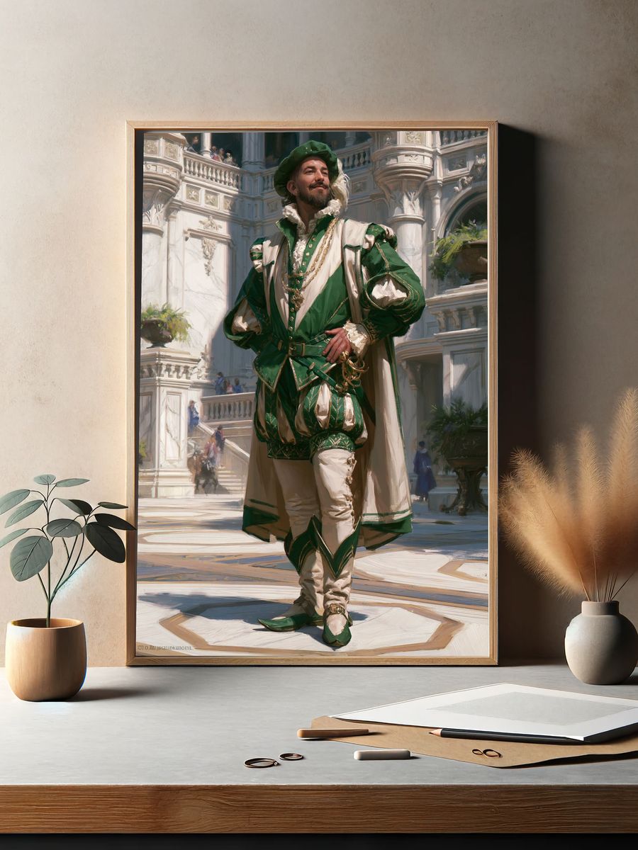 Renaissance Courtier Portrait Print. — room view 2