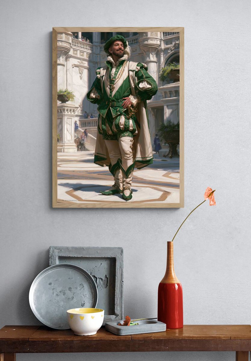 Renaissance Courtier Portrait Print. — room view 3