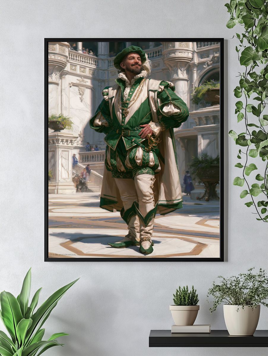 Renaissance Courtier Portrait Print. — room view 4