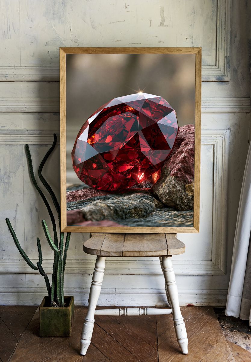Crimson Gemstone Still Life Poster. room preview
