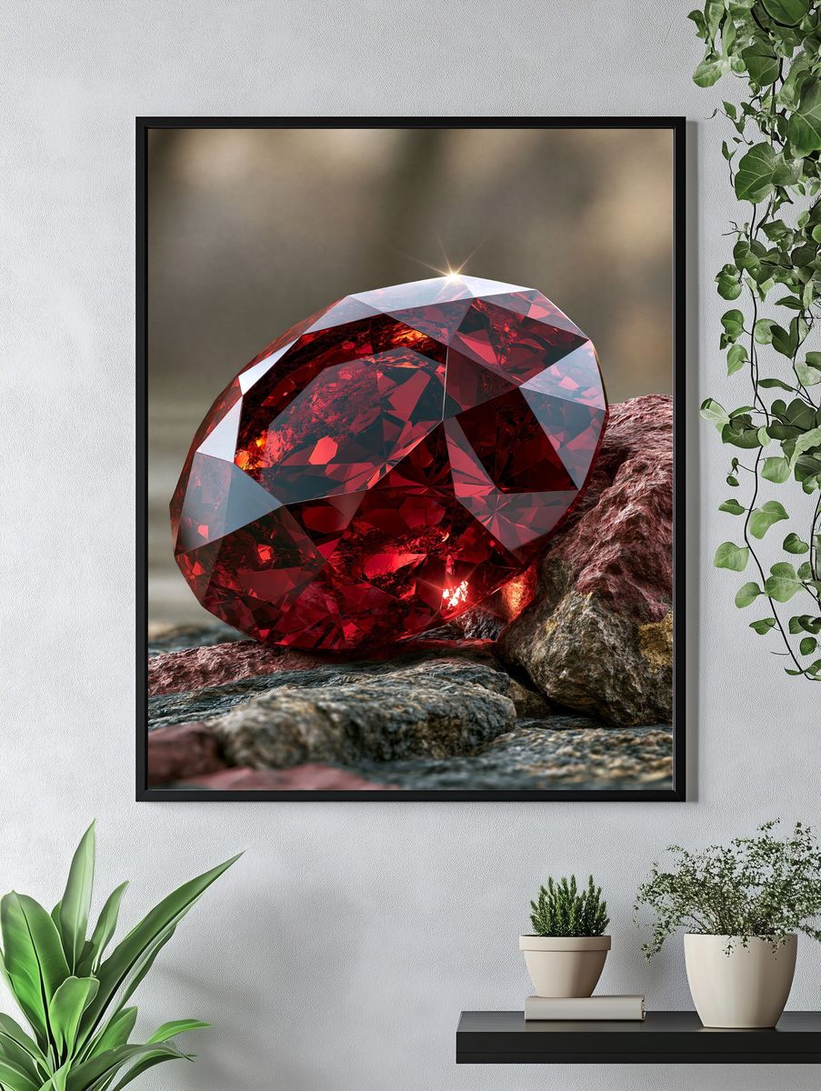 Crimson Gemstone Still Life Poster. — room view 4