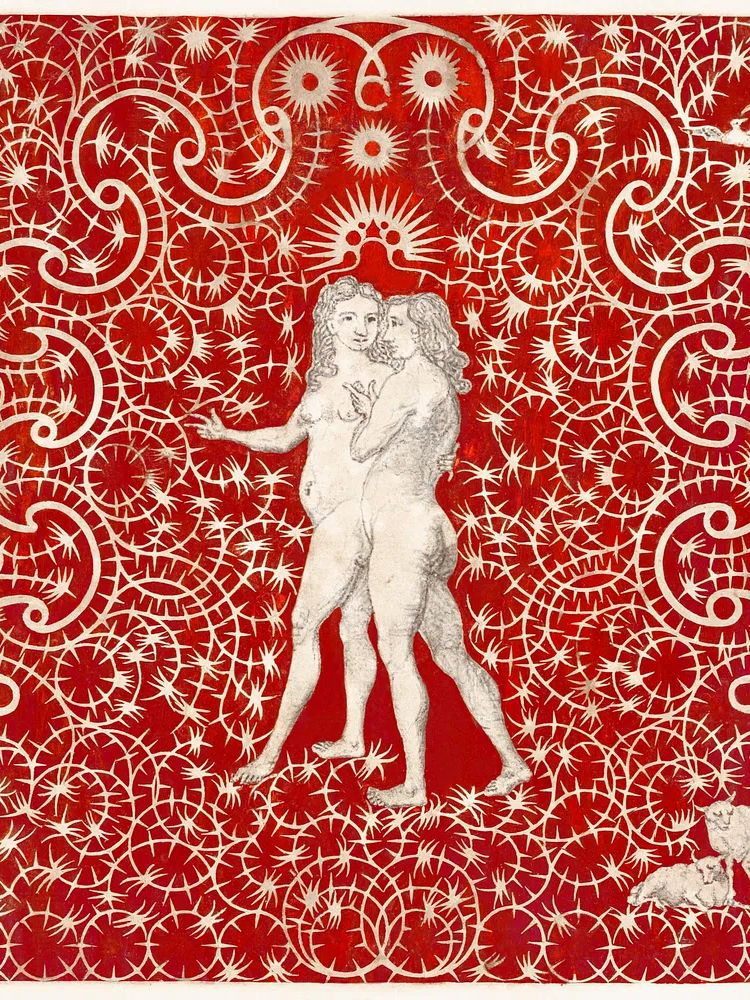 Adam Eve Garden Pair Sheep. poster — fine-art art