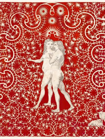 Adam Eve Garden Pair Sheep. poster