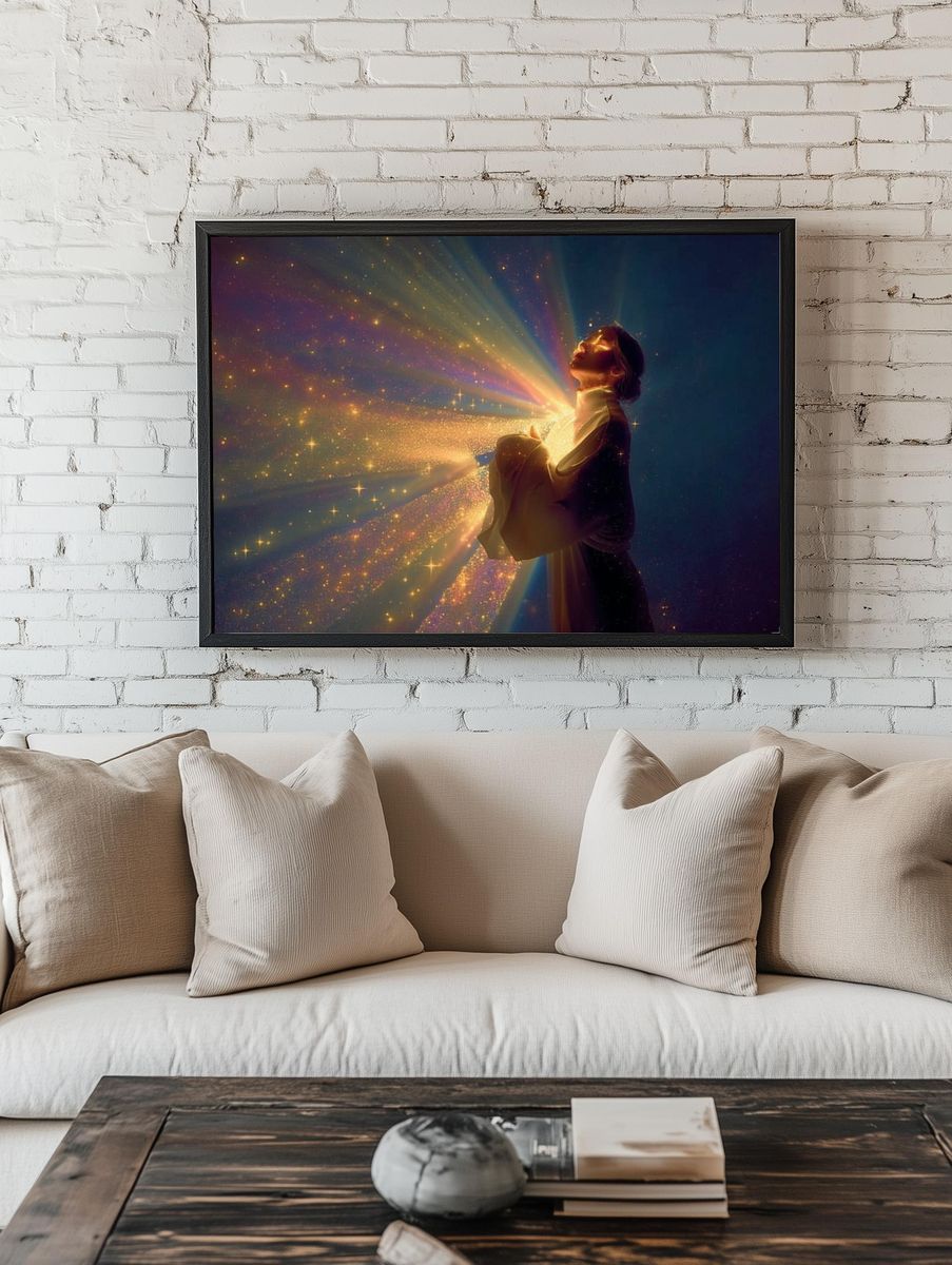 Celestial Woman Light Beam Poster. — room view 1