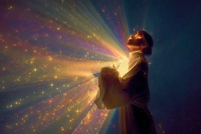 Celestial Woman Light Beam Poster.