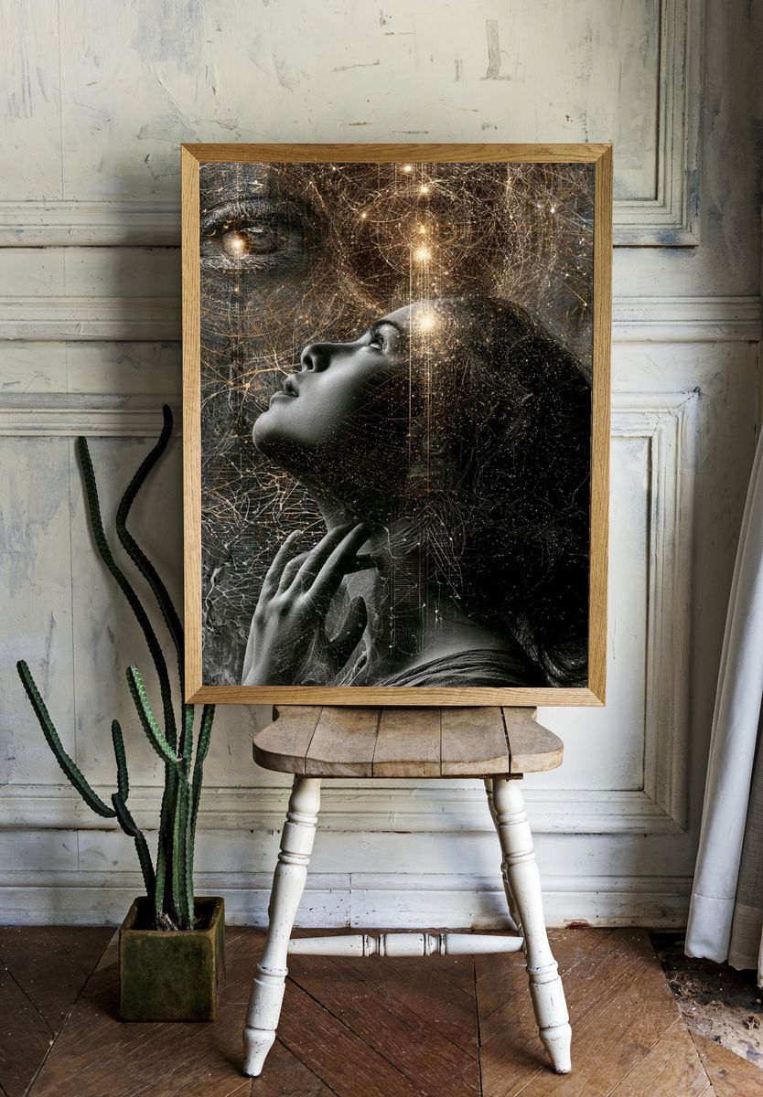 Celestial Woman Surrealism Poster. room preview