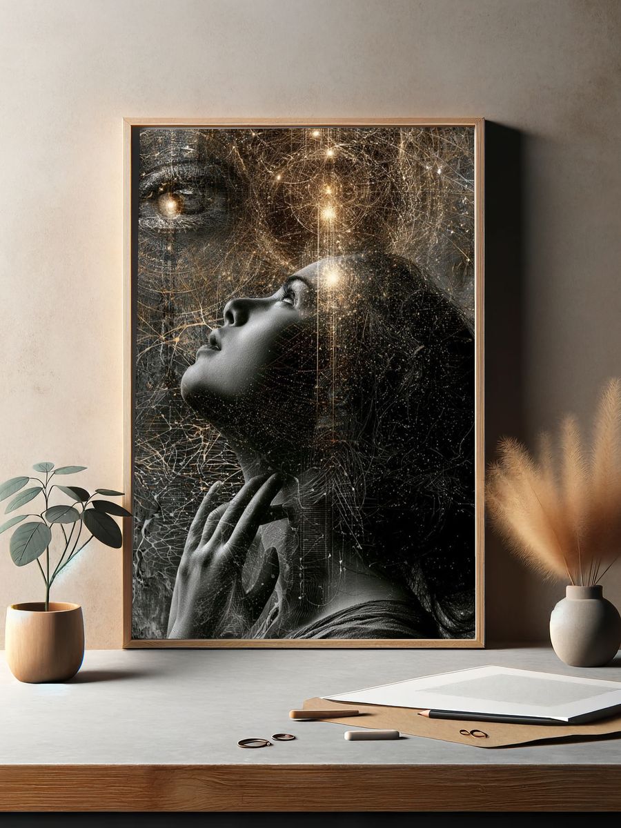 Celestial Woman Surrealism Poster. — room view 2