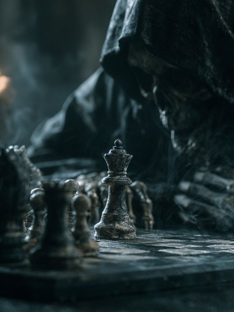 Shadow Chessboard Dark Fantasy Print. poster detail