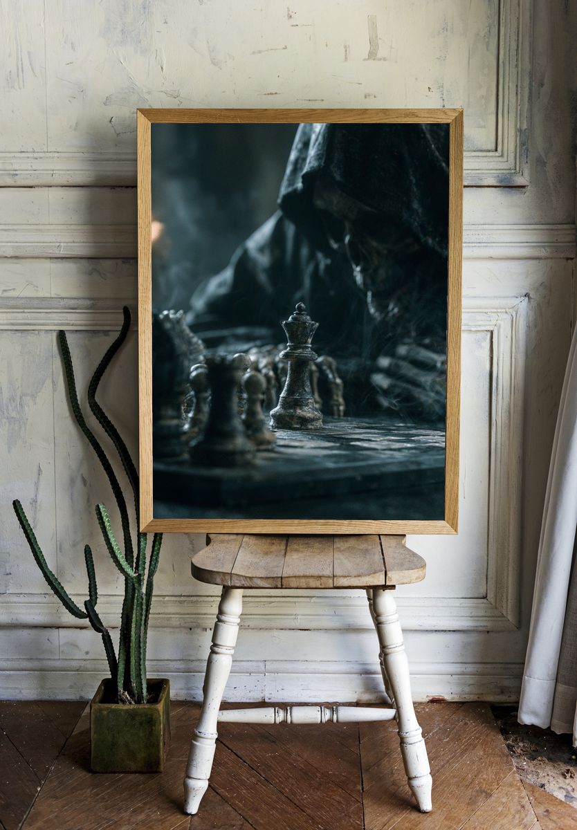 Shadow Chessboard Dark Fantasy Print. — room view 1