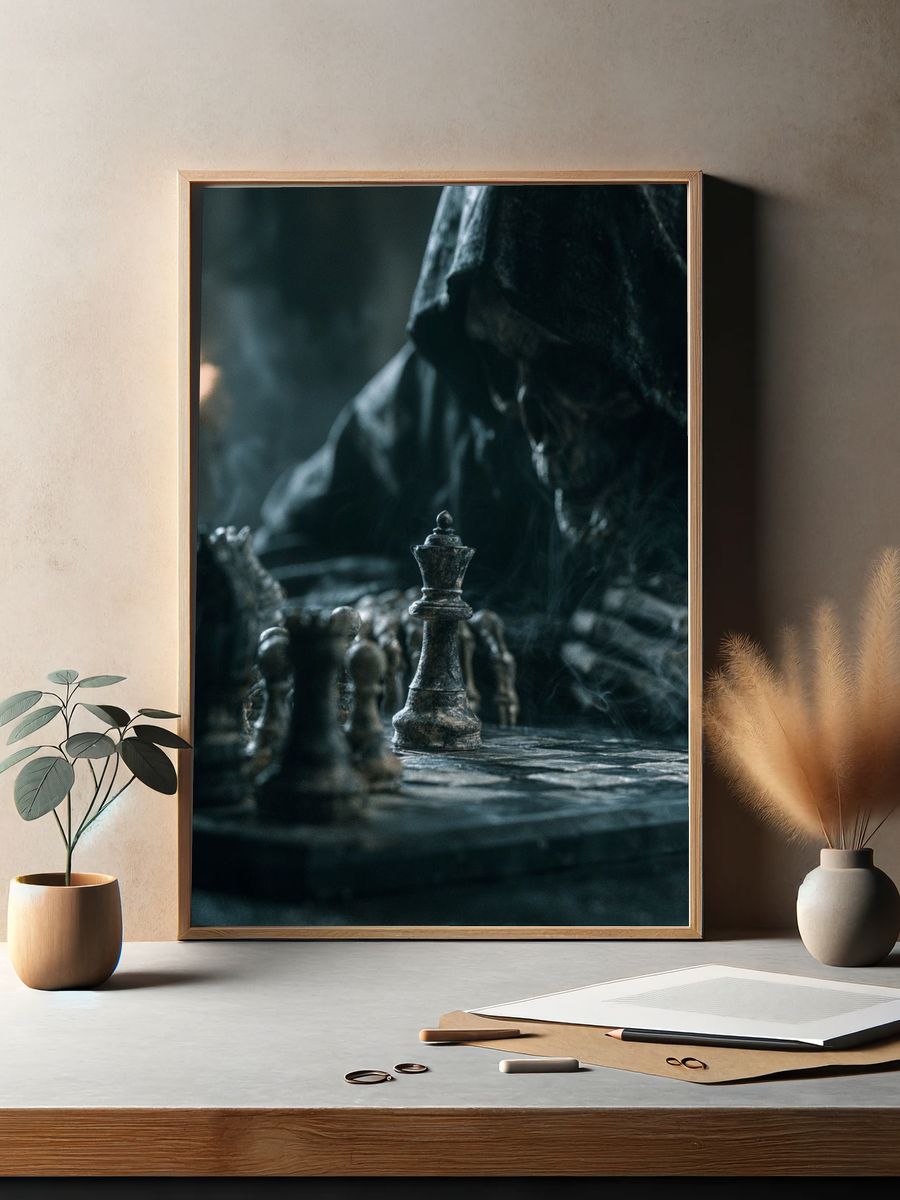 Shadow Chessboard Dark Fantasy Print. — room view 2