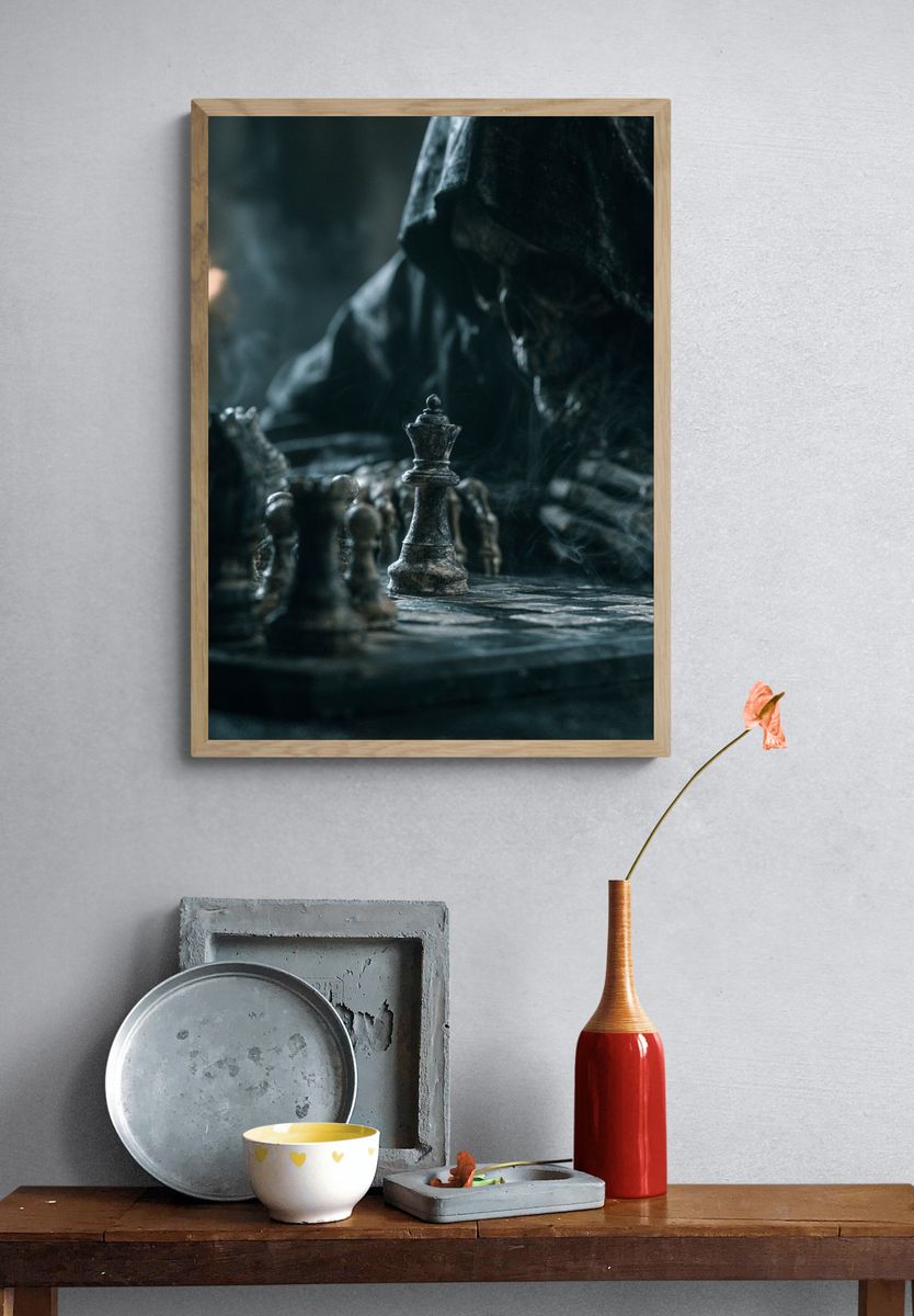 Shadow Chessboard Dark Fantasy Print. — room view 3