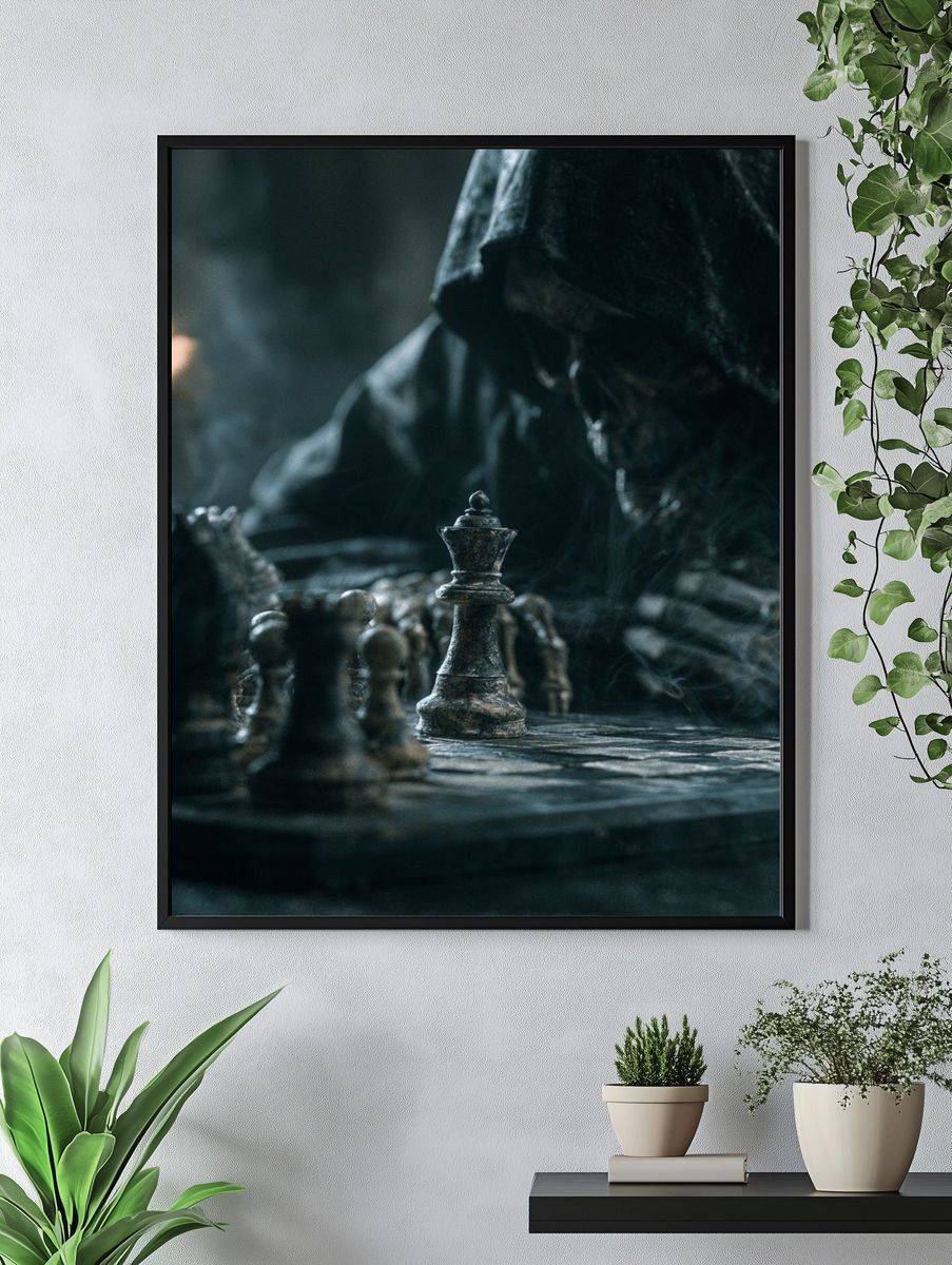 Shadow Chessboard Dark Fantasy Print. — room view 4