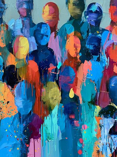 Crowd of Faces Abstract Poster. poster