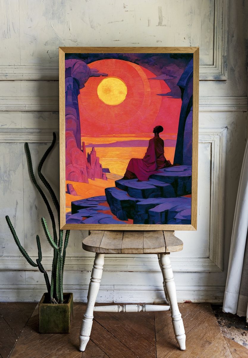 Sunset Meditation Surrealism Print. — room view 1