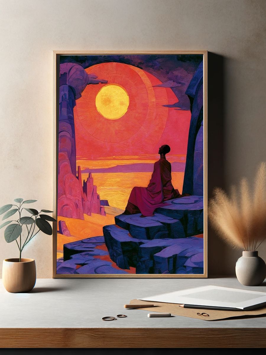 Sunset Meditation Surrealism Print. — room view 2
