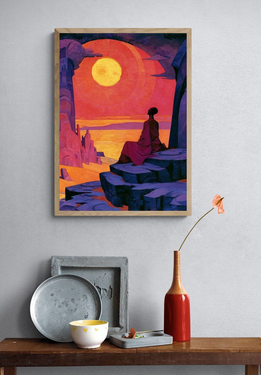 Sunset Meditation Surrealism Print. — room view 3