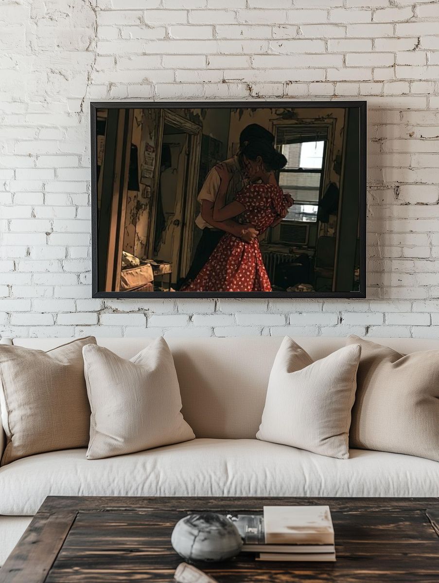 Intimate Kiss in a Dim Room Poster. room preview