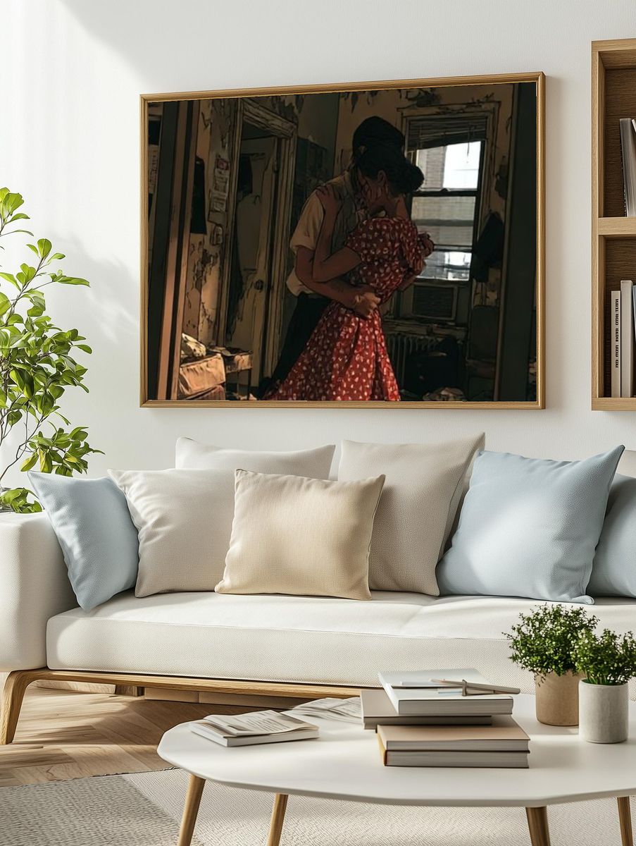 Intimate Kiss in a Dim Room Poster. — room view 2